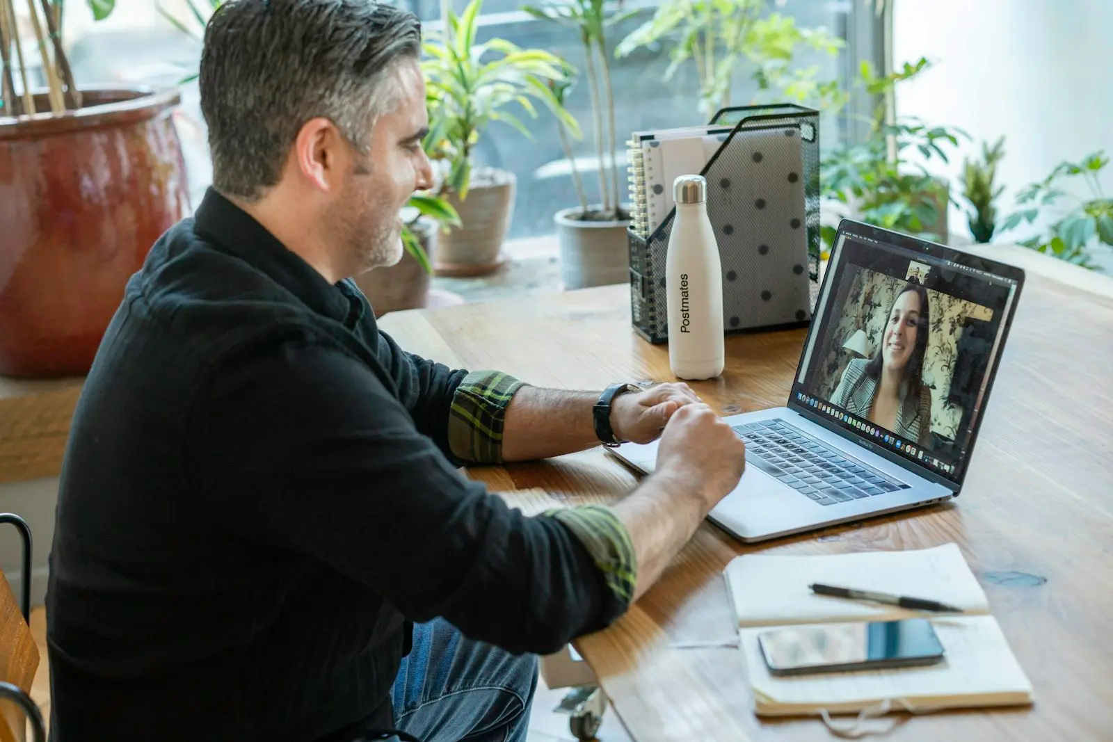 An advisor on a video consultation